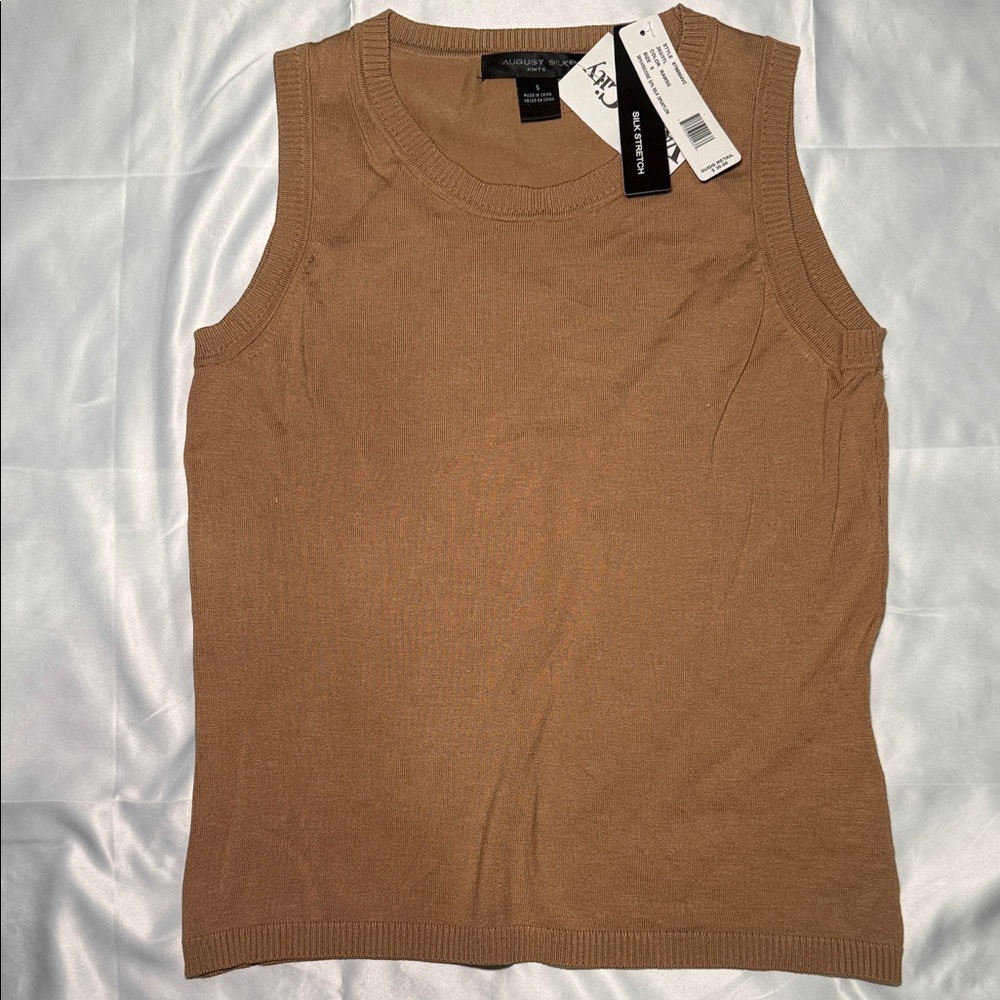 August Silk Tan Sleeveless Tank Top